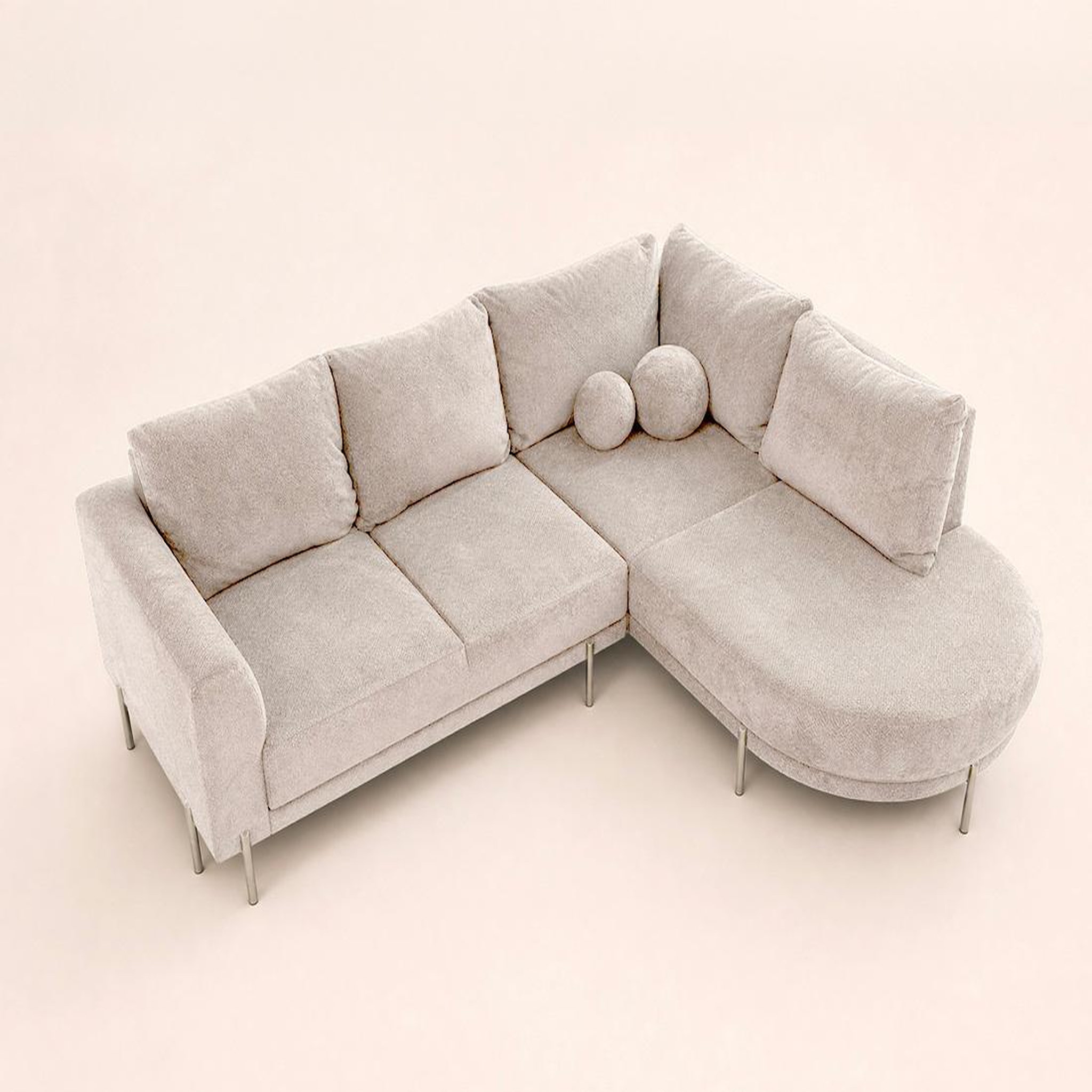 Voir la diapositive 5 : BEST MOBILIER Gabin - canapé d'angle droit 5 places en velours texturé