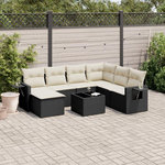 VIDAXL Salon de jardin 8 pcs avec coussins noir resine tressee