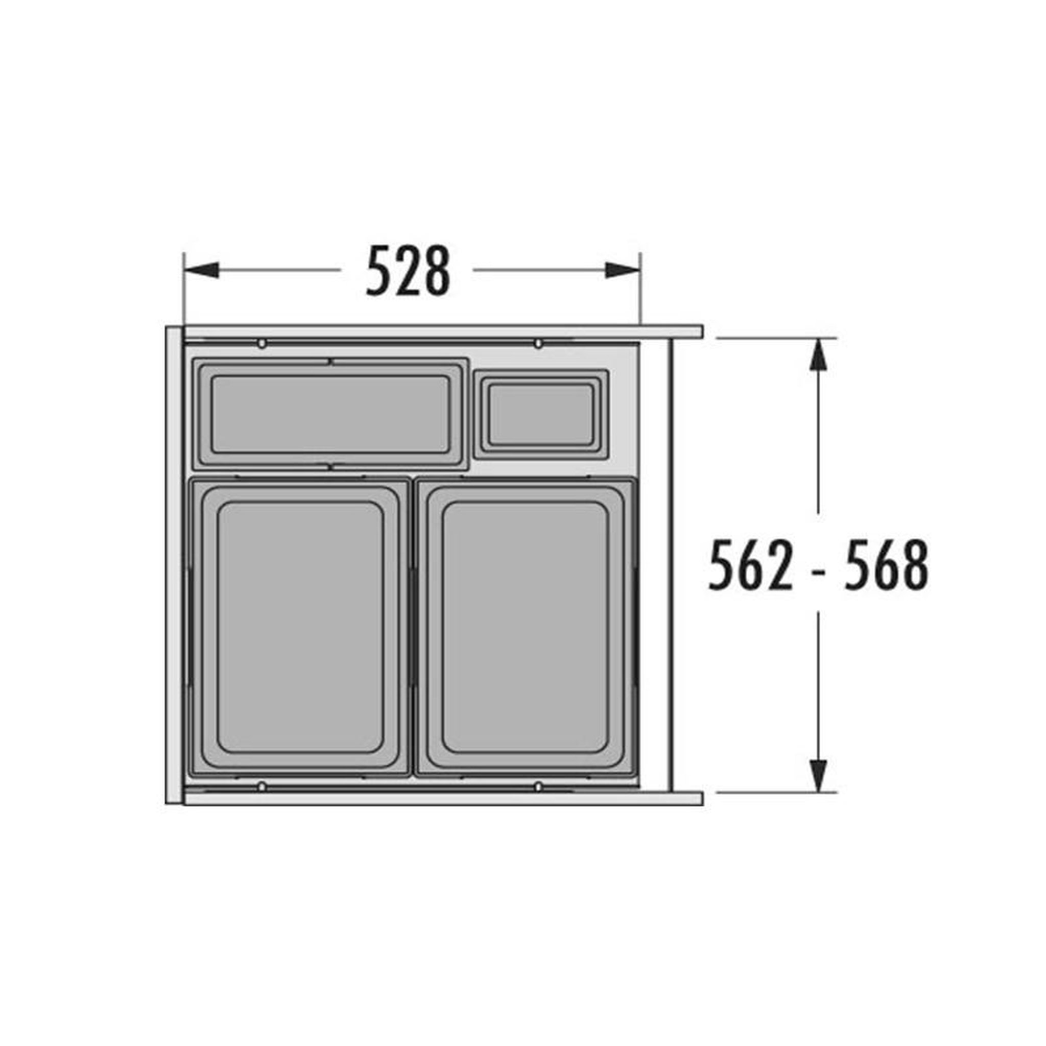 Voir la diapositive 4 : HAILO Poubelle de cuisine tri sélectif 4 bacs encastrable 90l (38+38+12+2.5) hailo euro cargo