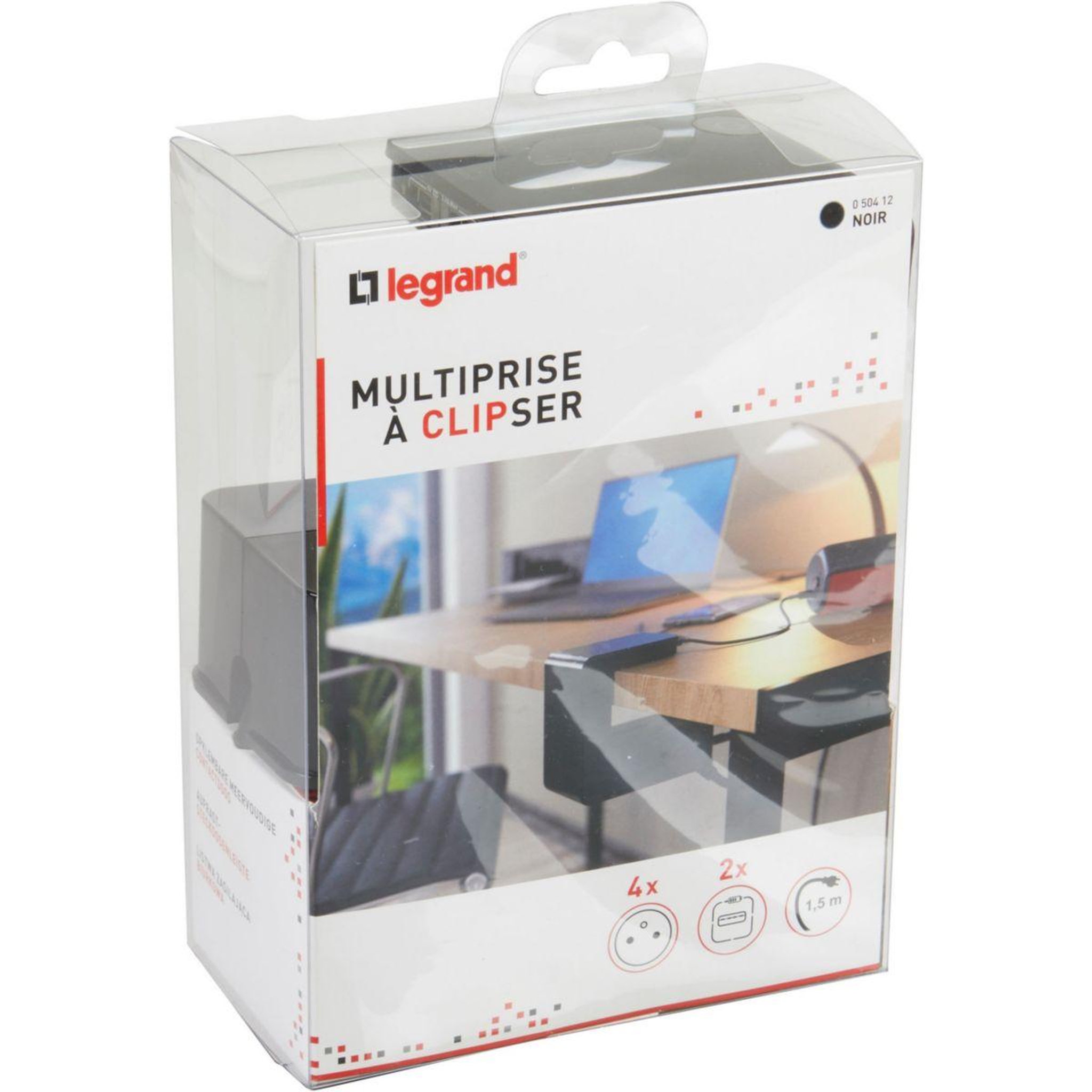 Voir la diapositive 3 : Legrand Rallonge clipsable 4 prises+2 usb a
