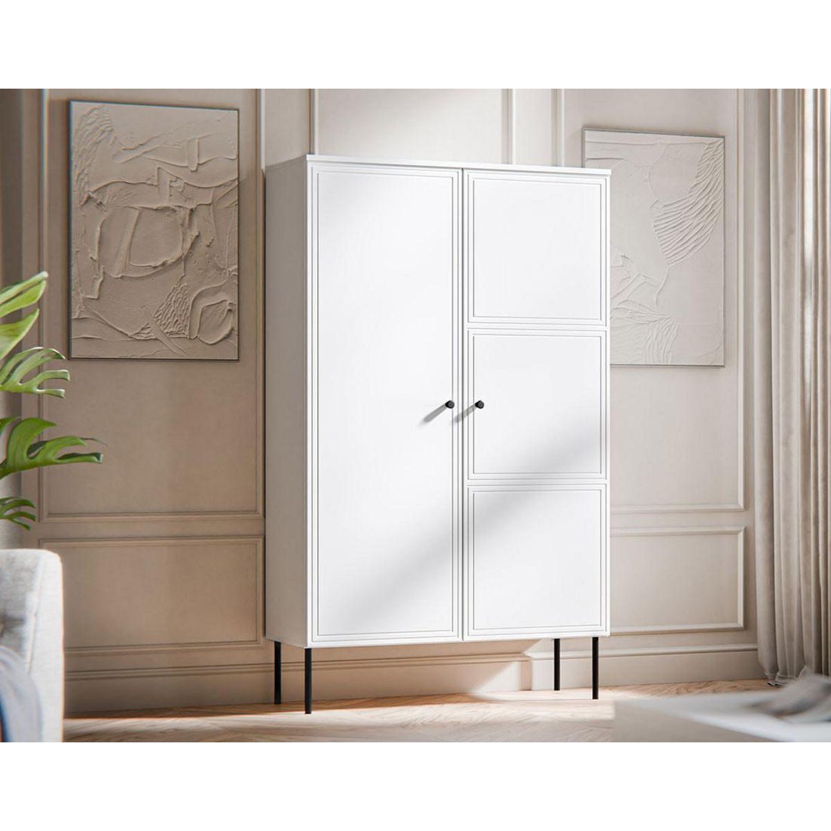 BEST MOBILIER Lavaggi - buffet haut - blanc - 166 cm