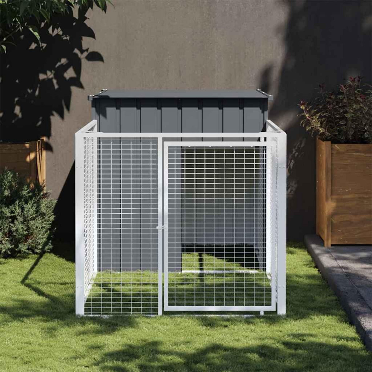 VIDAXL Niche pour chien avec cour anthracite 110x201x110 cm