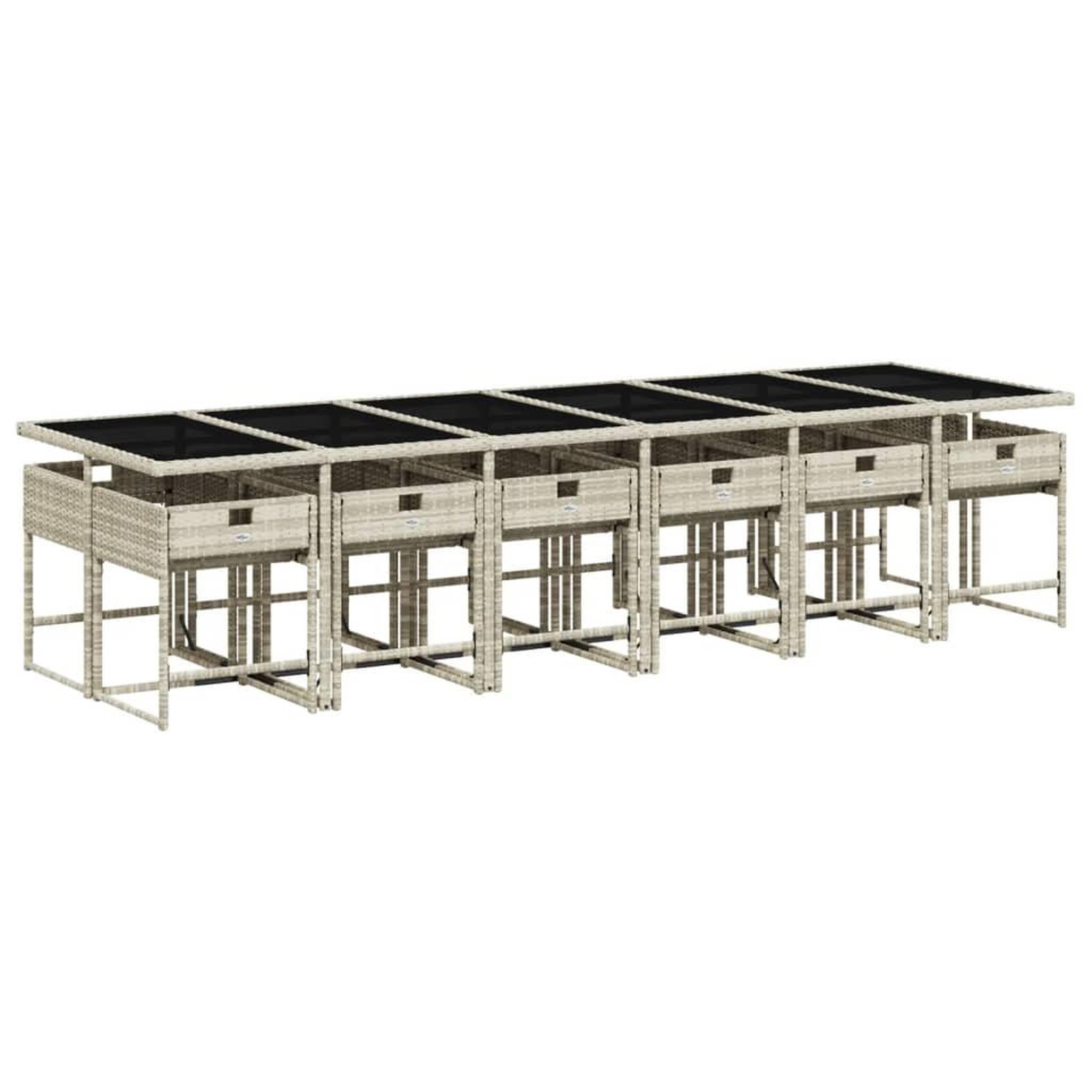 Voir la diapositive 3 : VIDAXL Ensemble a manger de jardin et coussins 13 pcs gris clair rotin