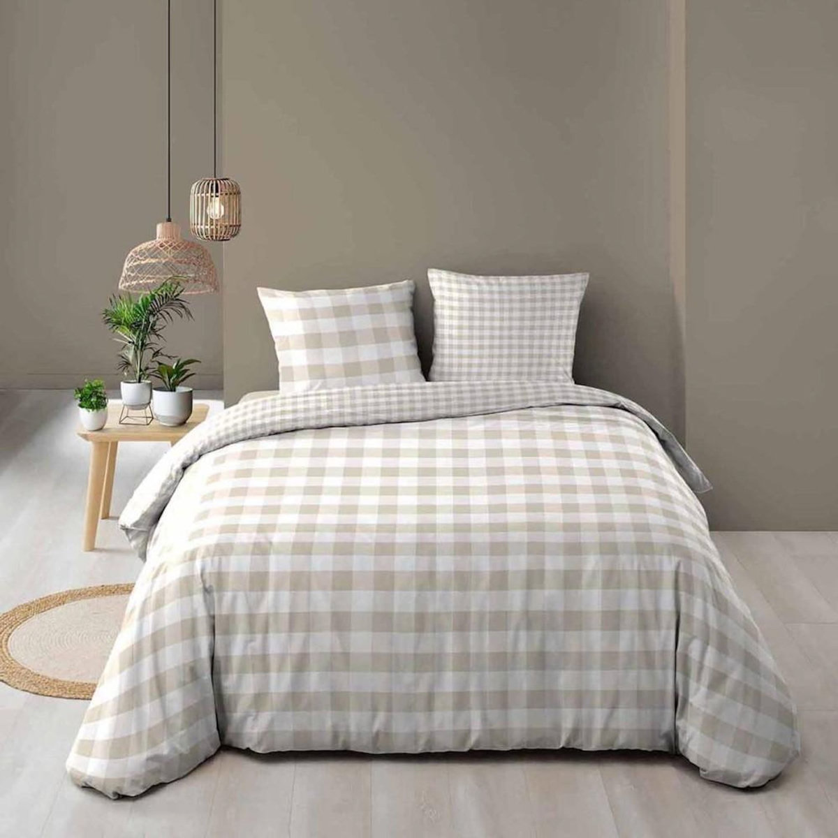 Douceur d'Intérieur Housse de couette 240x220 + 2 taies 100% coton 57fils