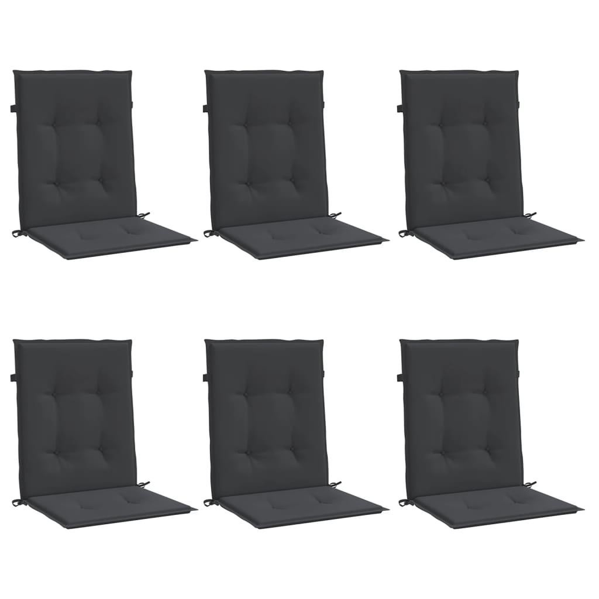 Voir la diapositive 3 : VIDAXL Coussins de chaise de jardin a dossier bas lot de 6 noir