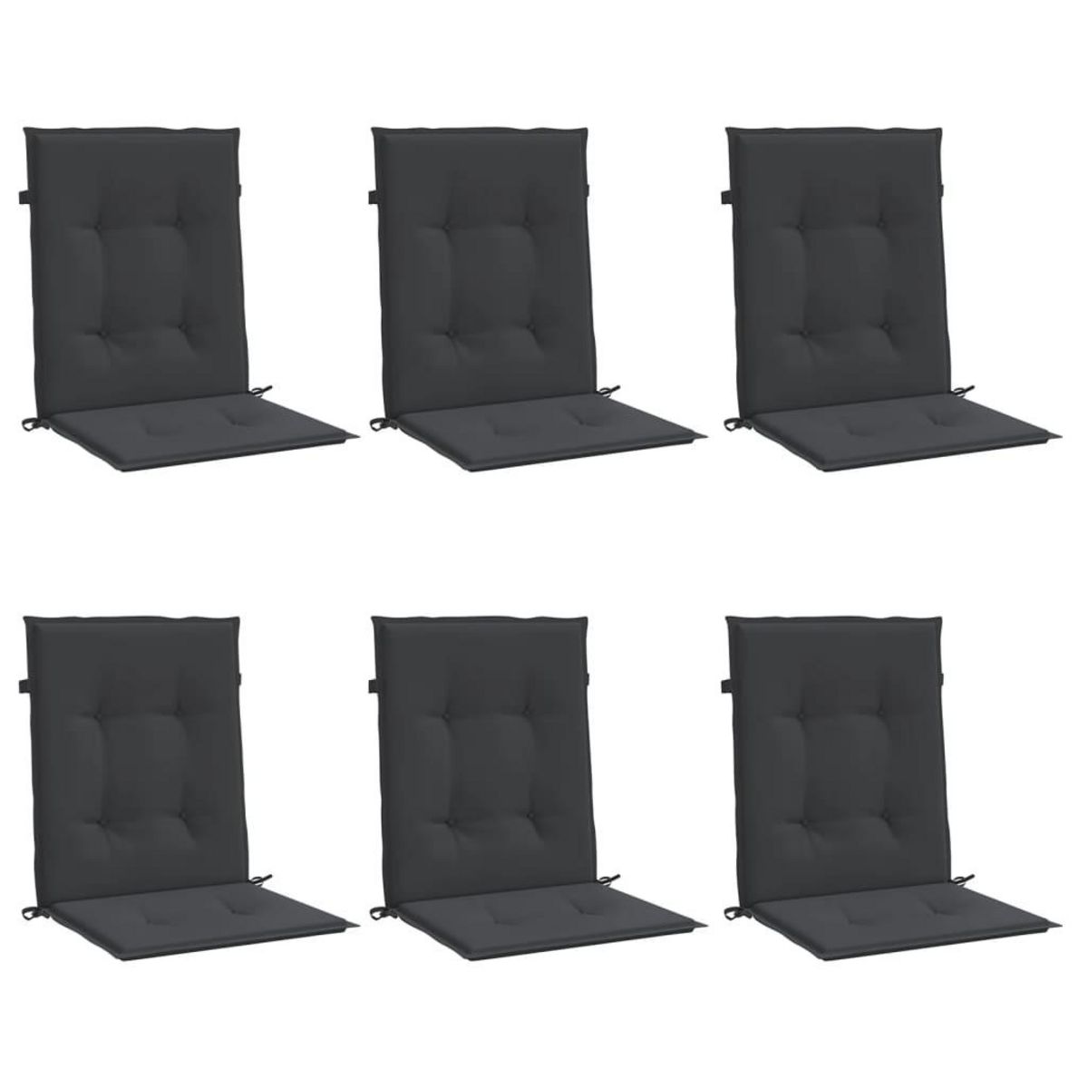 VIDAXL Coussins de chaise de jardin a dossier bas lot de 6 noir