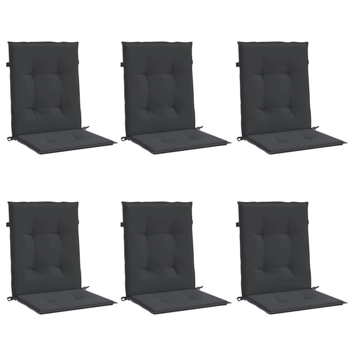 VIDAXL Coussins de chaise de jardin a dossier bas lot de 6 noir