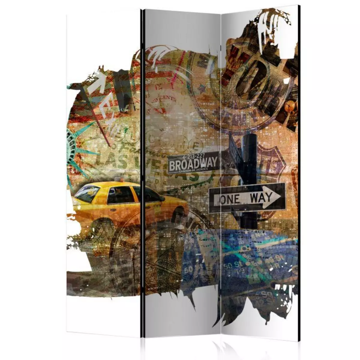 Paris Prix Paravent 3 Volets  New York Collage  135x172cm