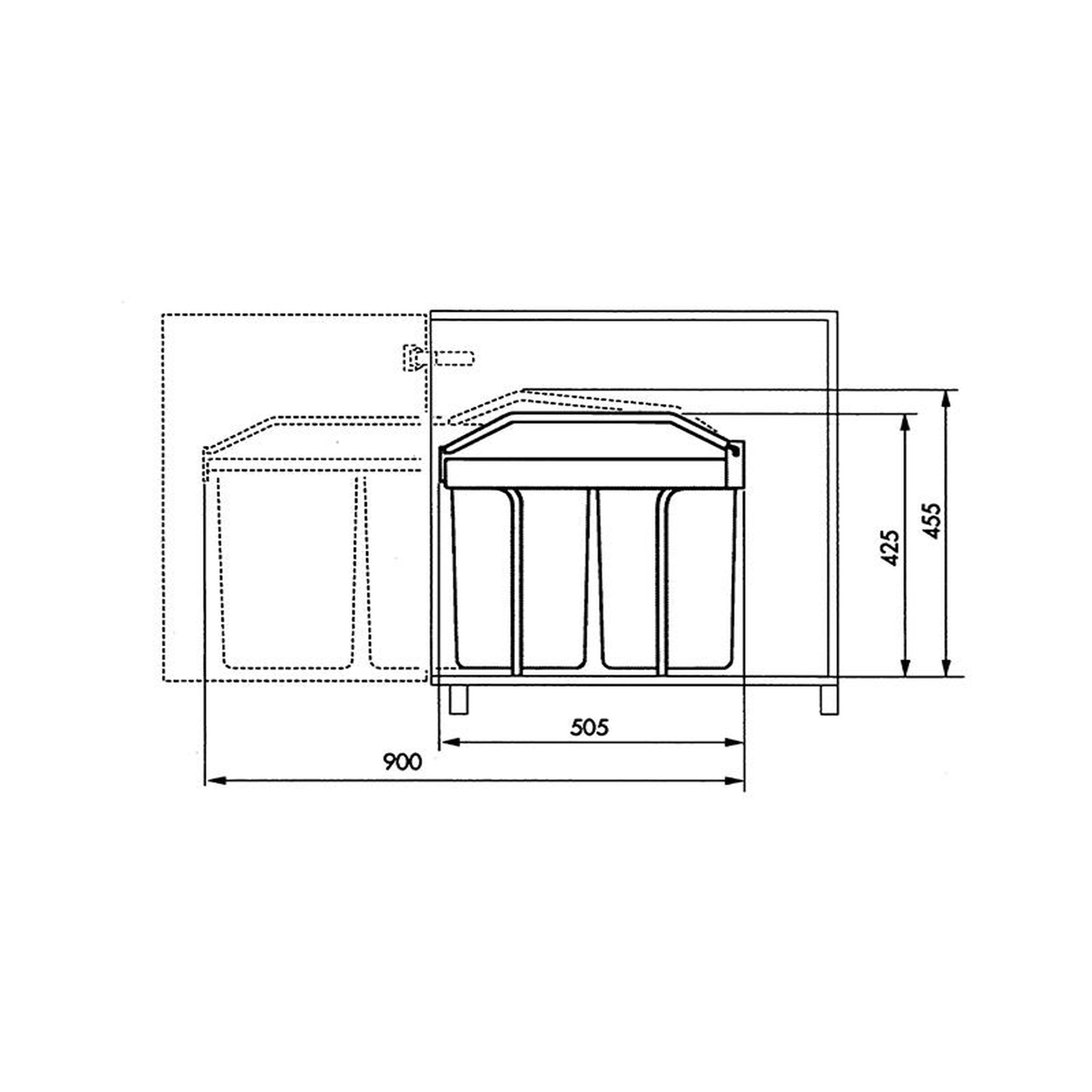Voir la diapositive 5 : HAILO Poubelle de cuisine tri sélectif 2 bacs encastrable 30L (14+14) Hailo Multi-Box Duo L