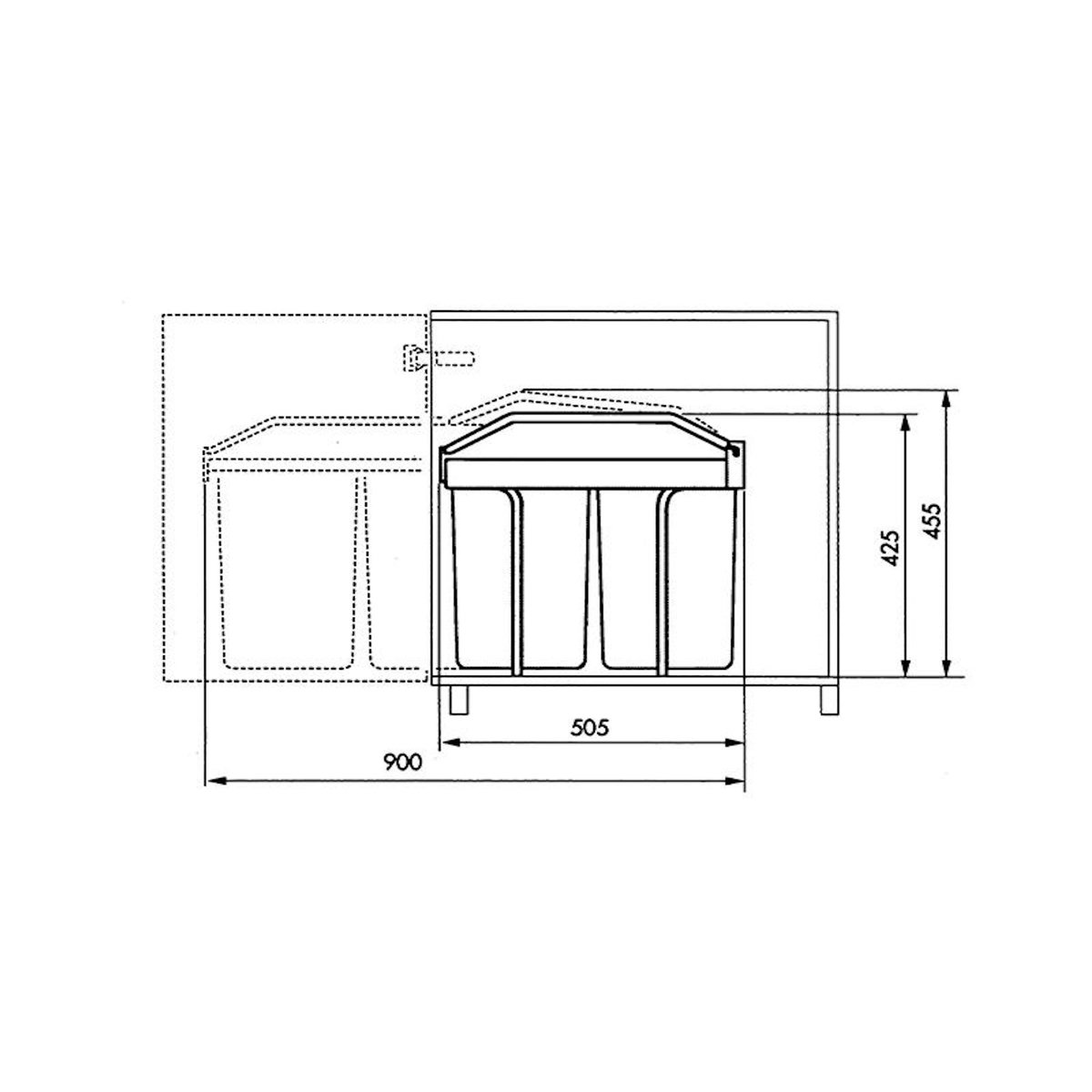HAILO Poubelle de cuisine tri sélectif 2 bacs encastrable 30L (14+14) Hailo Multi-Box Duo L