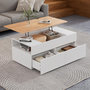 Voir la diapositive 2 : MERAX Table basse relevable rectangulaire blanc+naturel - 50x100 cm panneau de particules