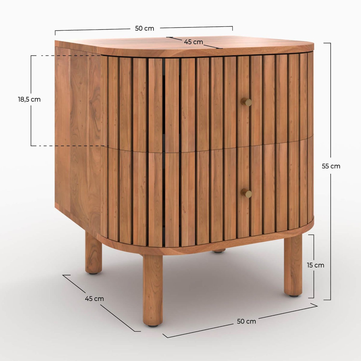 Rendez vous déco Table de chevet  en bois d'acacia 2 tiroirs-Paola