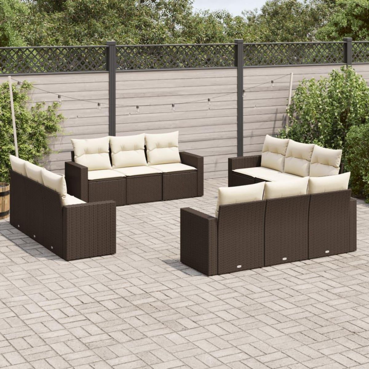 VIDAXL Salon de jardin avec coussins 12 pcs marron resine tressee