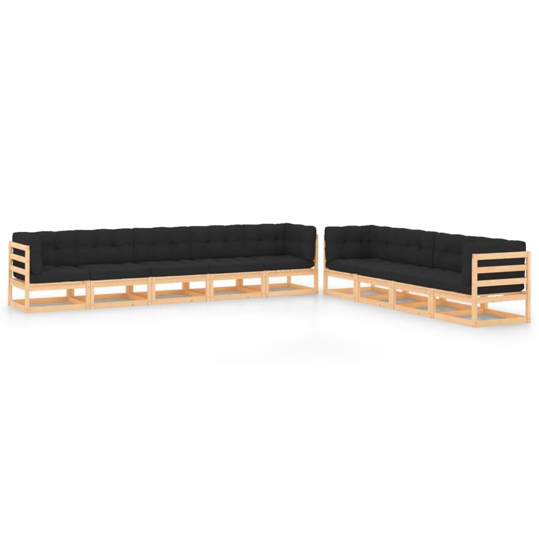 Voir la diapositive 1 : VIDAXL Salon de jardin 9 pcs avec coussins anthracite Pin massif