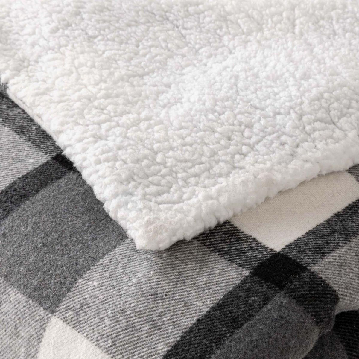 Paris Prix Plaid Tartan Sherpa  Ecossais  125x150cm Anthracite