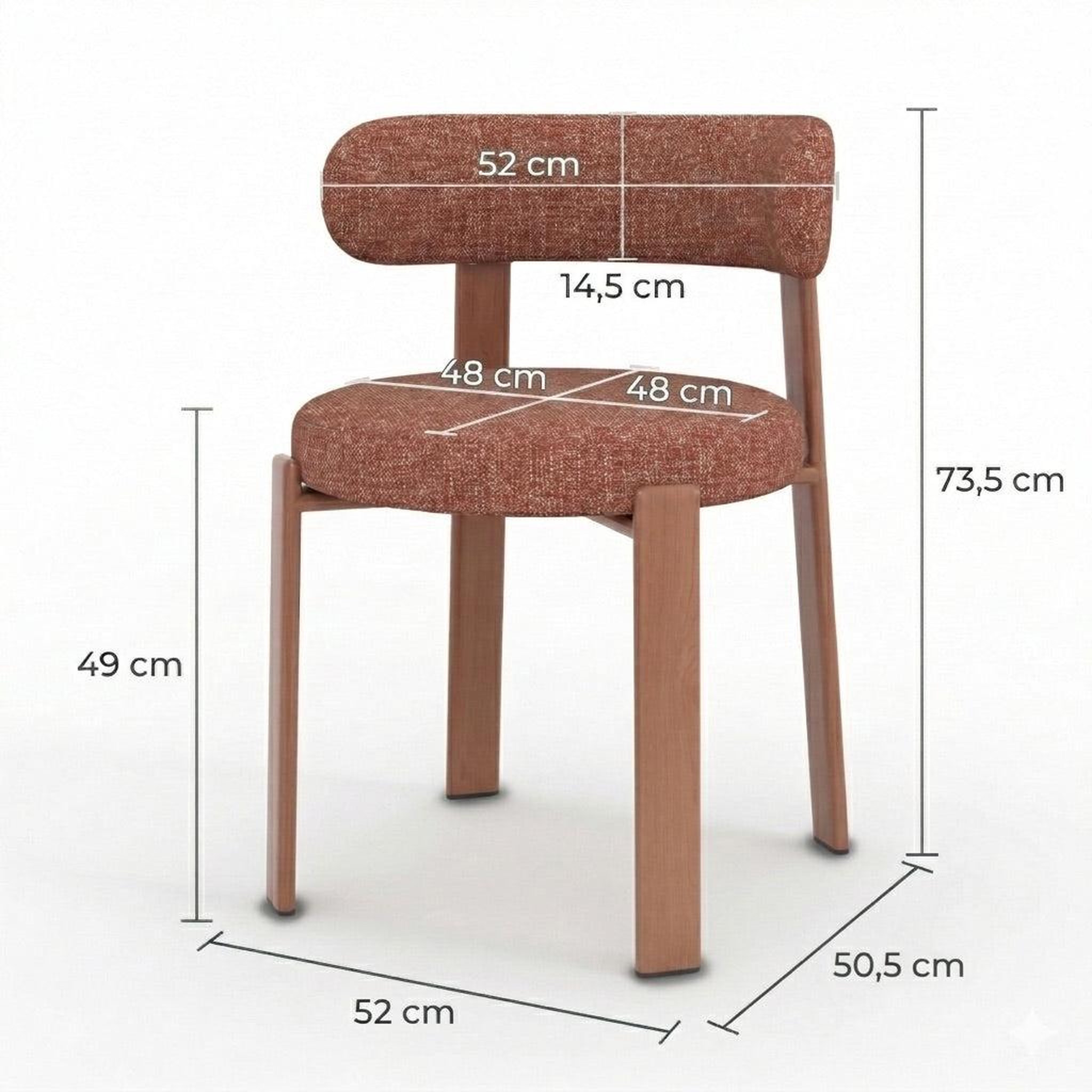 Voir la diapositive 4 : MAISON PAVANE Lot de 2 chaises en tissu texturé brun canelle, pieds en métal-Aura