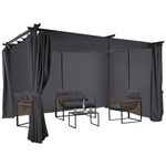ID MARKET Pergola édition limitée toit rétractable 3x4 M et 4 rideaux gris anthracite