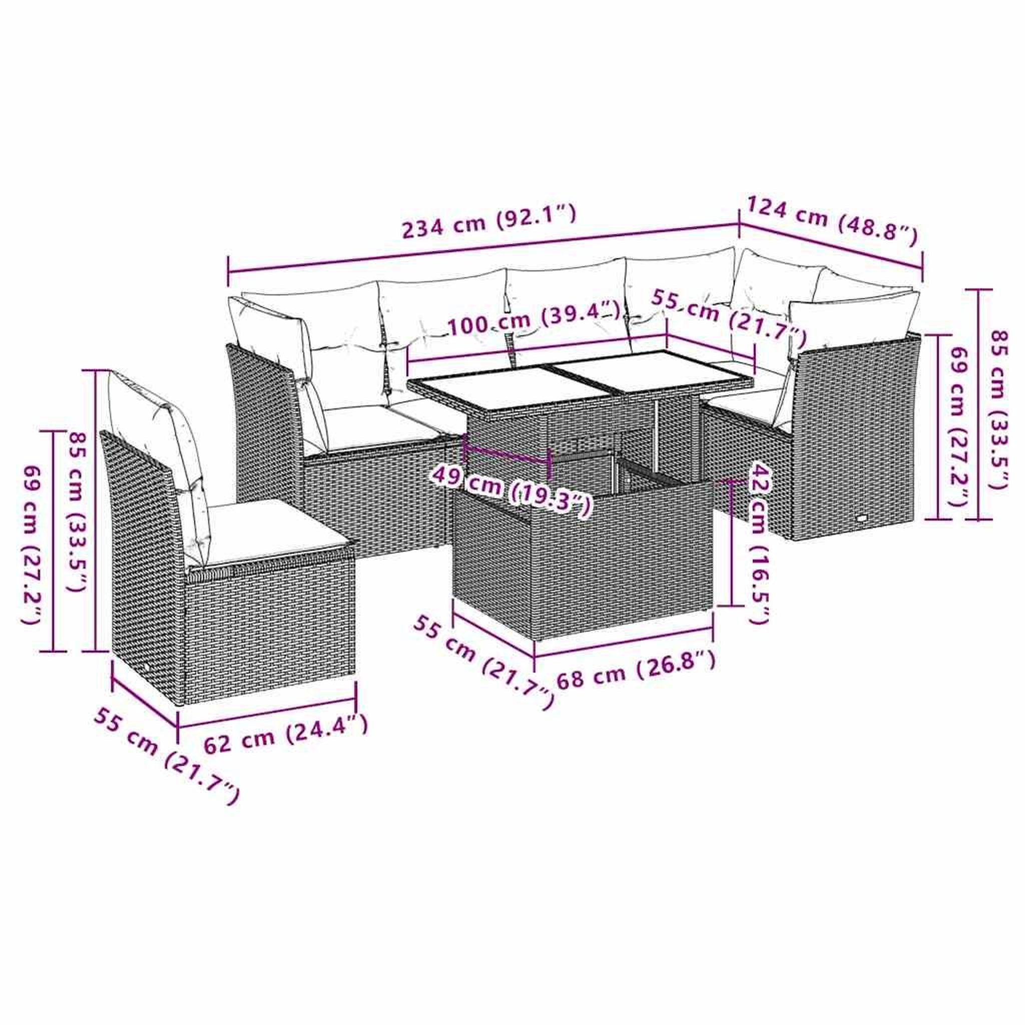 Voir la diapositive 6 : VIDAXL Salon de jardin 7 pcs avec coussins noir resine tressee