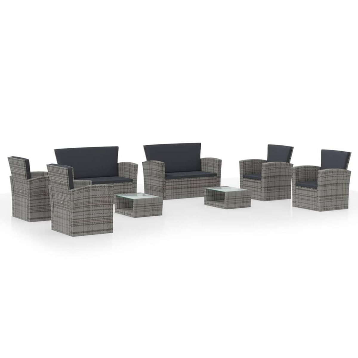 VIDAXL Salon de jardin 8 pcs avec coussins resine tressee gris
