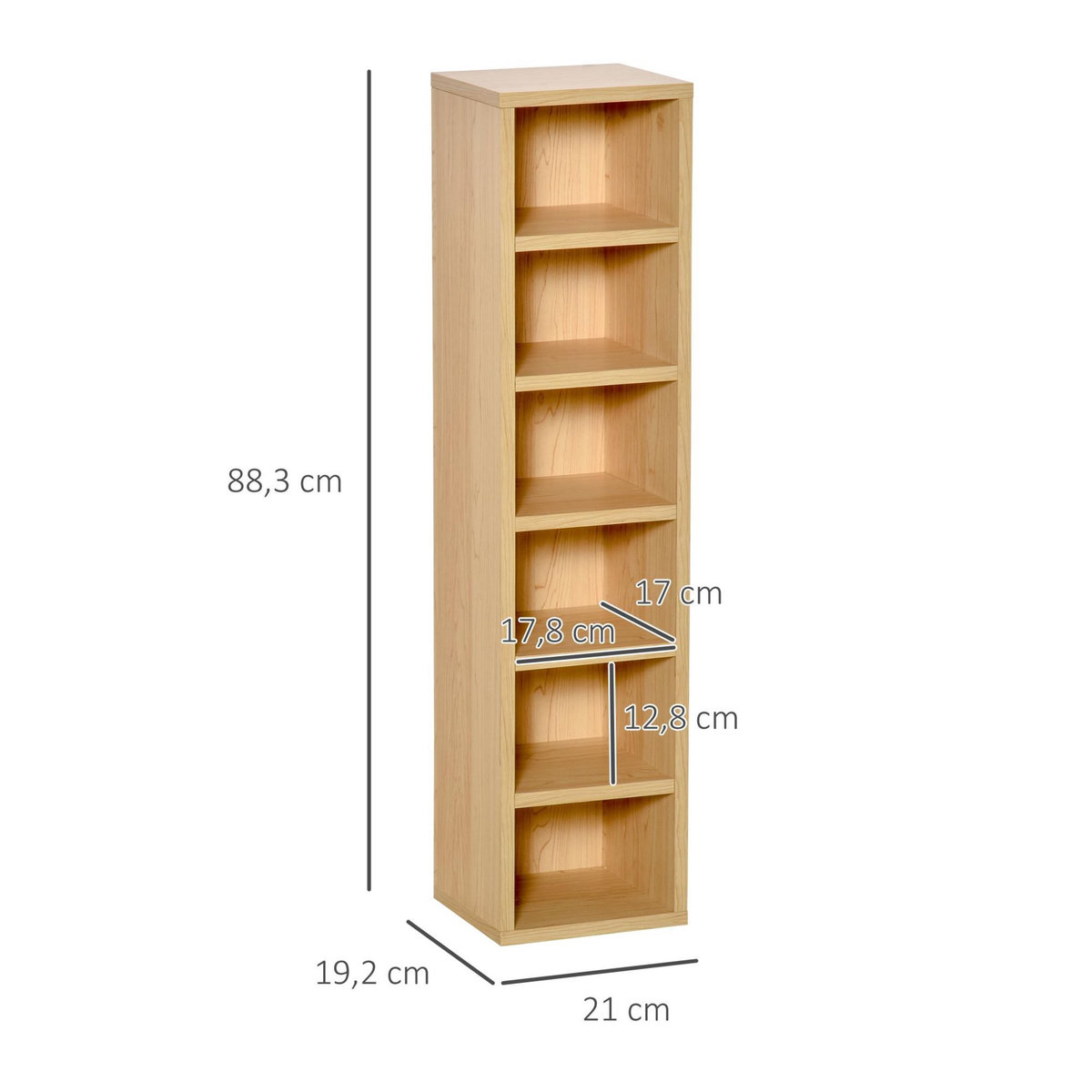 HOMCOM Lot de 2 étagères colonnes armoire de rangement CD-DVD 6 + 6 compartiments dim. 21L x 19l x 88H cm capacité max. 204 CD coloris hêtre