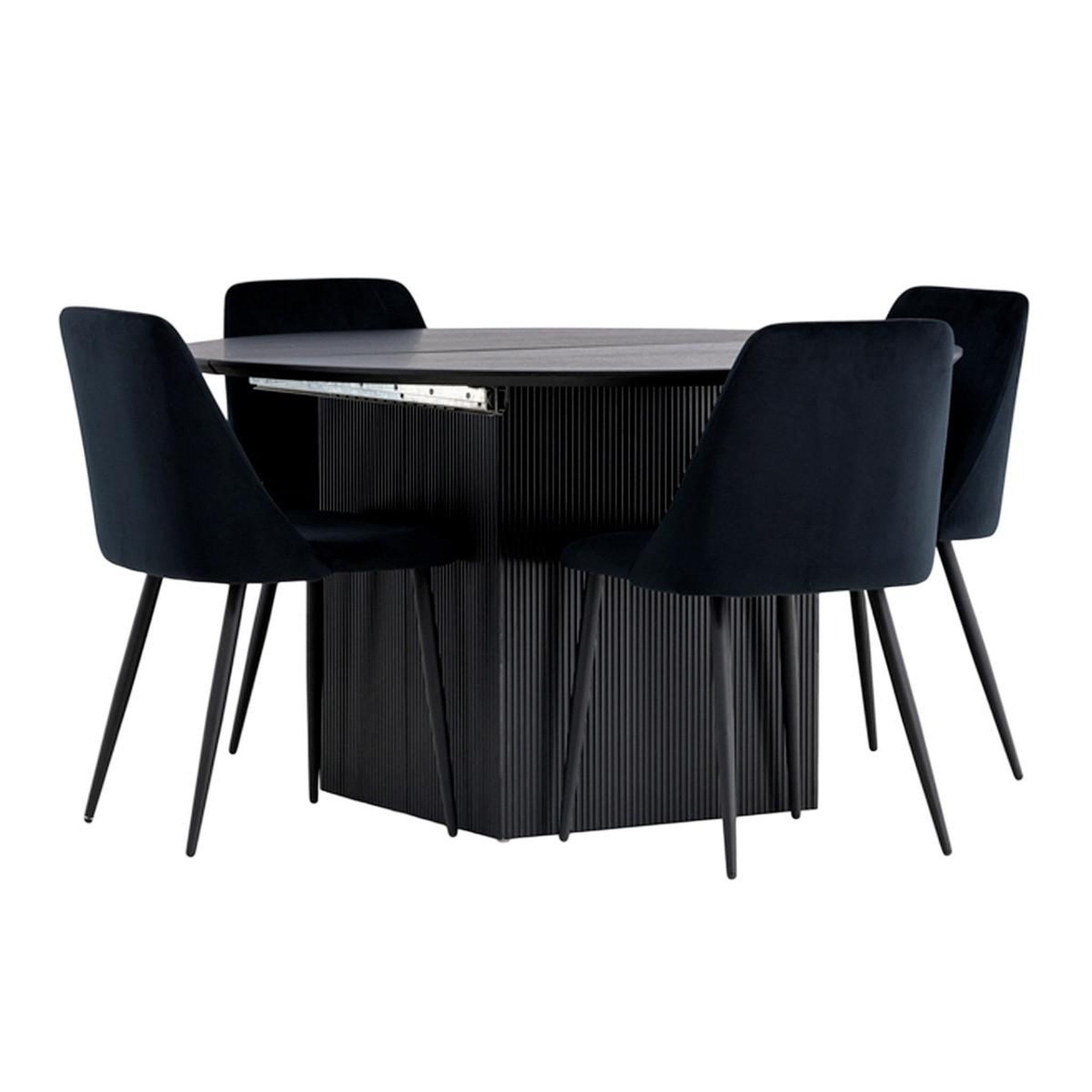 Paris Prix Ensemble table à manger extensible & 4 chaises  matilda & night  130-180cm noir