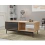 Voir la diapositive 1 : BEST MOBILIER Lamia - table basse - effet bois et noir - 2 portes et 1 niche - 120 cm