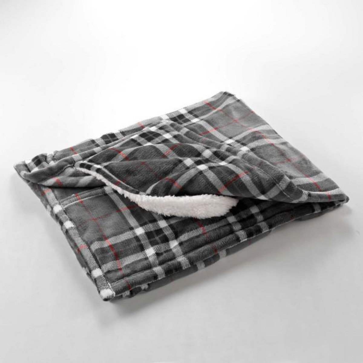 Paris Prix Plaid Flanelle Poche Pieds  Scottish  125x150cm Gris