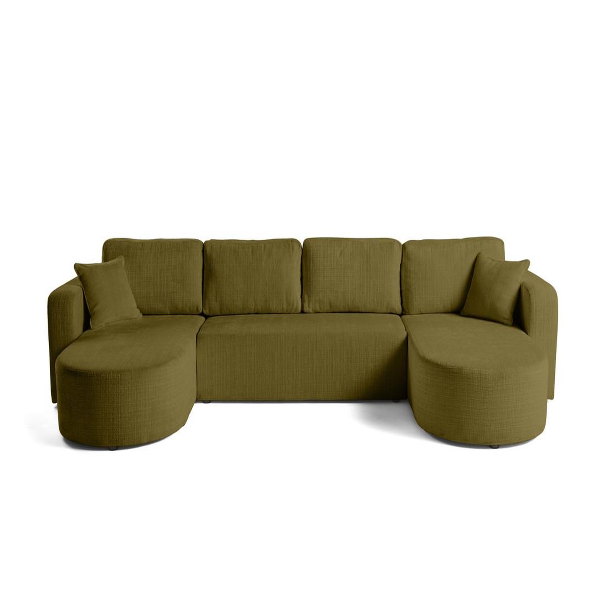 Voir la diapositive 1 : BEST MOBILIER Miro - canapé panoramique en u 7 places - convertible avec coffre - en velours texturé