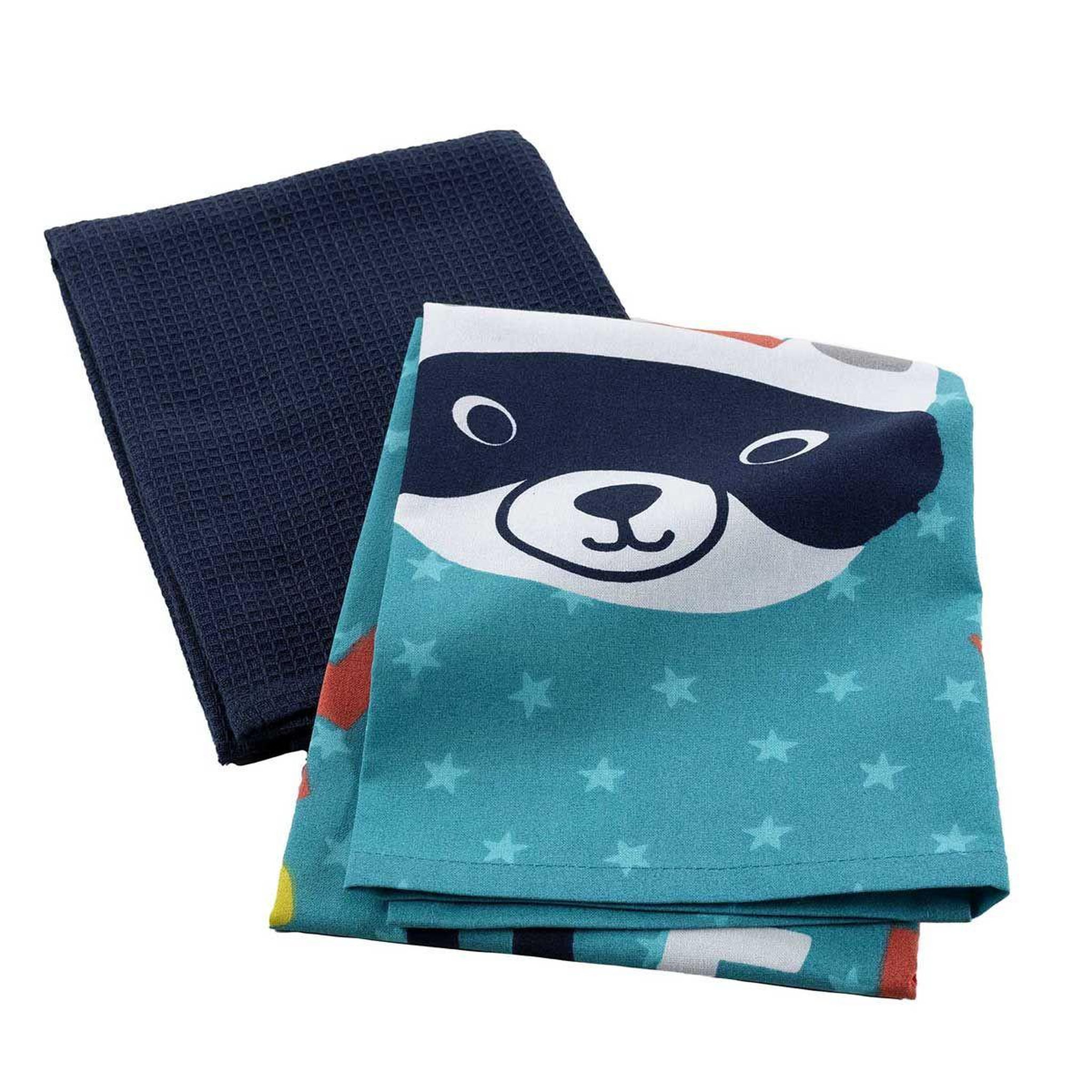 Douceur d'Intérieur Lot de 2 torchons enfant  mini chef  50x70cm bleu