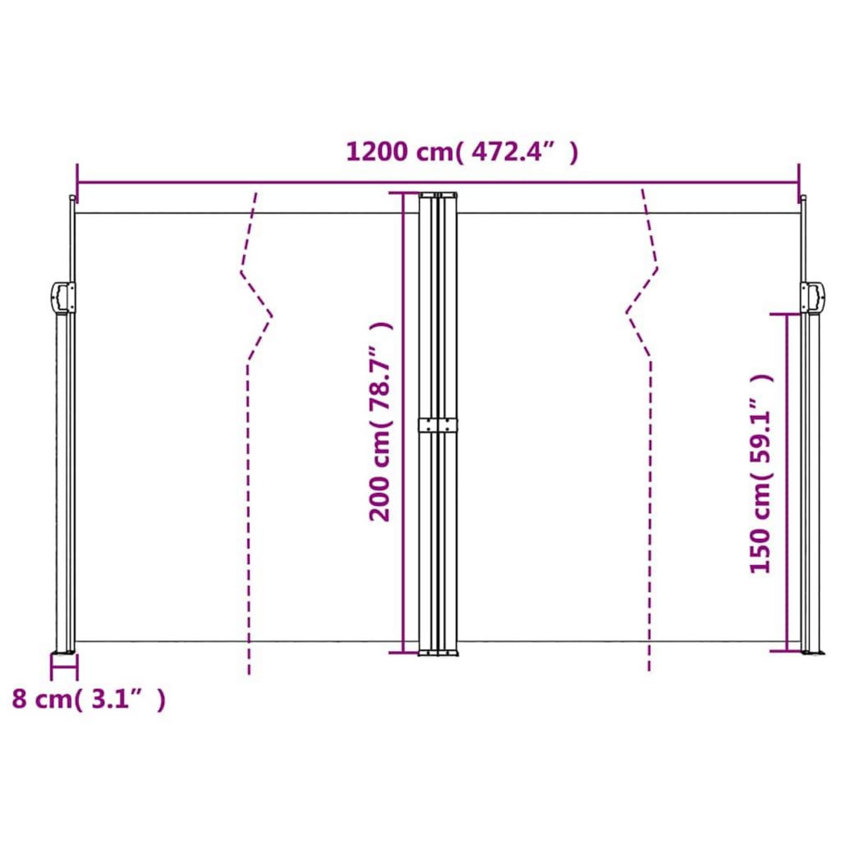 VIDAXL Auvent lateral retractable Anthracite 200x1200 cm