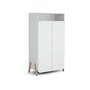 Voir la diapositive 1 : AT4 Armoire enfant 2 portes en bois PIRATE Blanc et Hêtre 100 x 50 x 176 cm