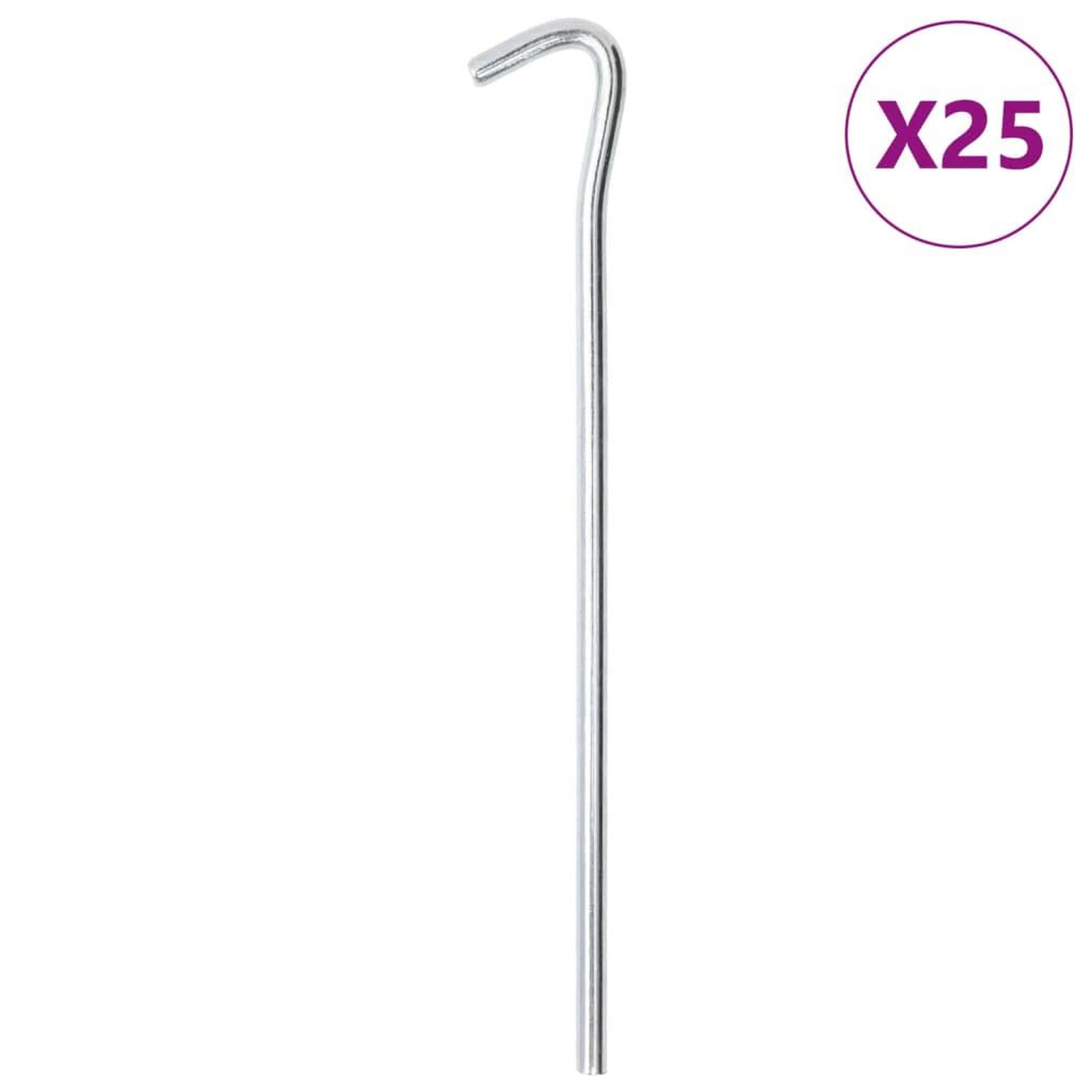 Voir la diapositive 1 : VIDAXL Piquets de tente 25 pcs 23 cm Ø7 mm acier galvanise