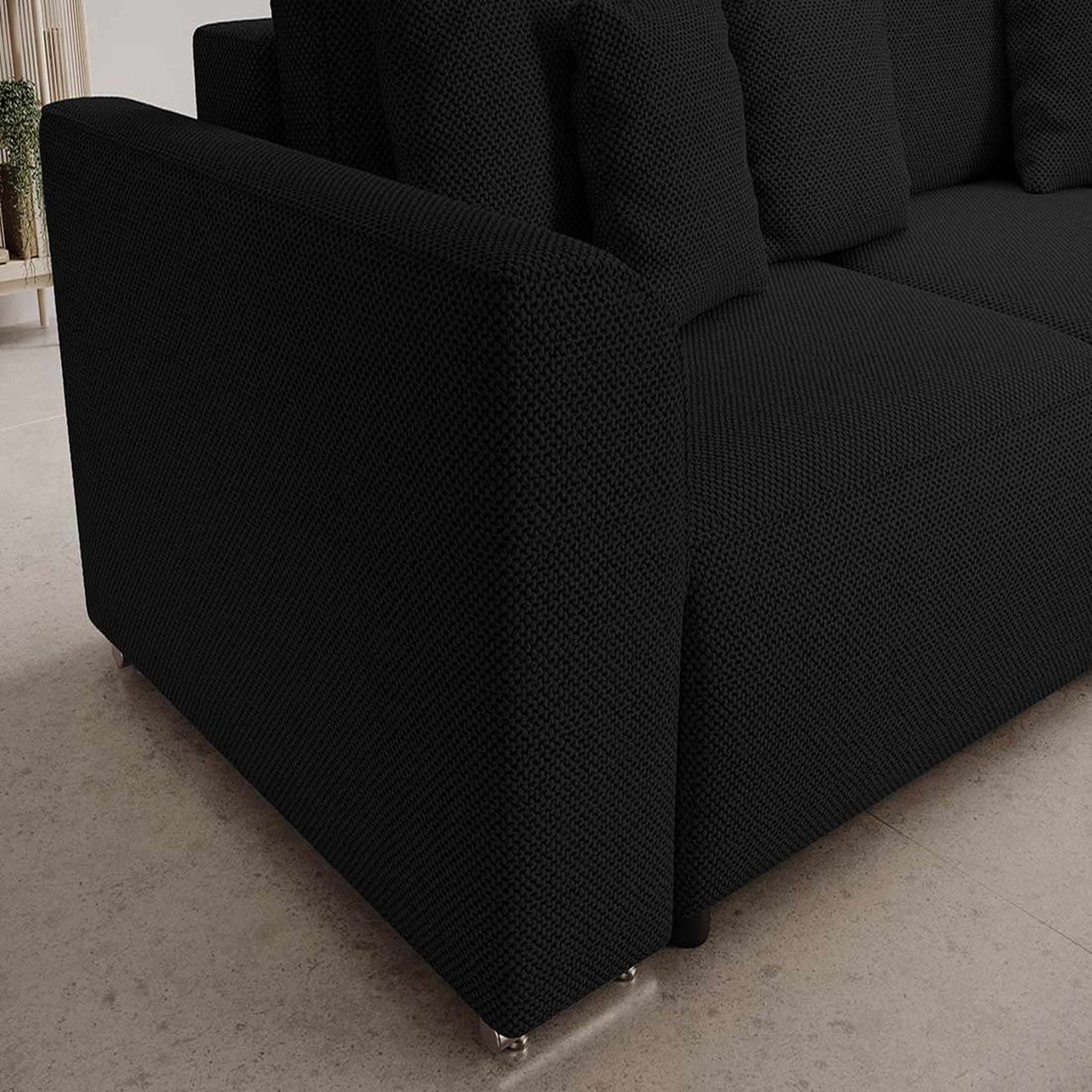 Voir la diapositive 5 : BEST MOBILIER Gabriel - canapé panoramique en u 7 places convertible avec coffre en tissu texturé