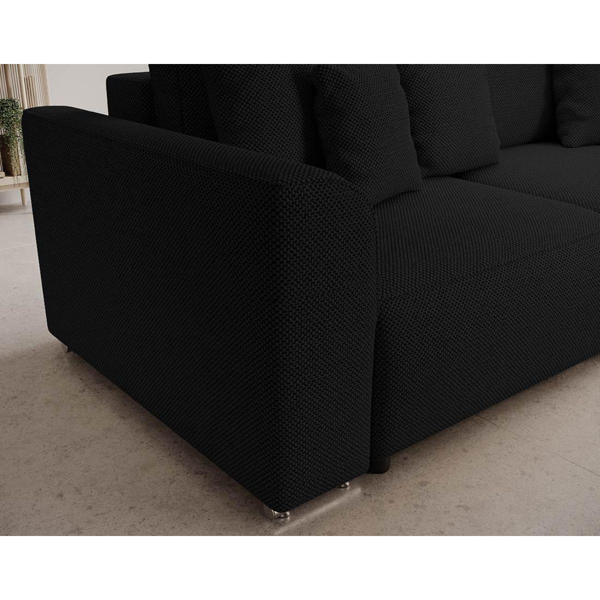 BEST MOBILIER Gabriel - canapé panoramique en u 7 places convertible avec coffre en tissu texturé