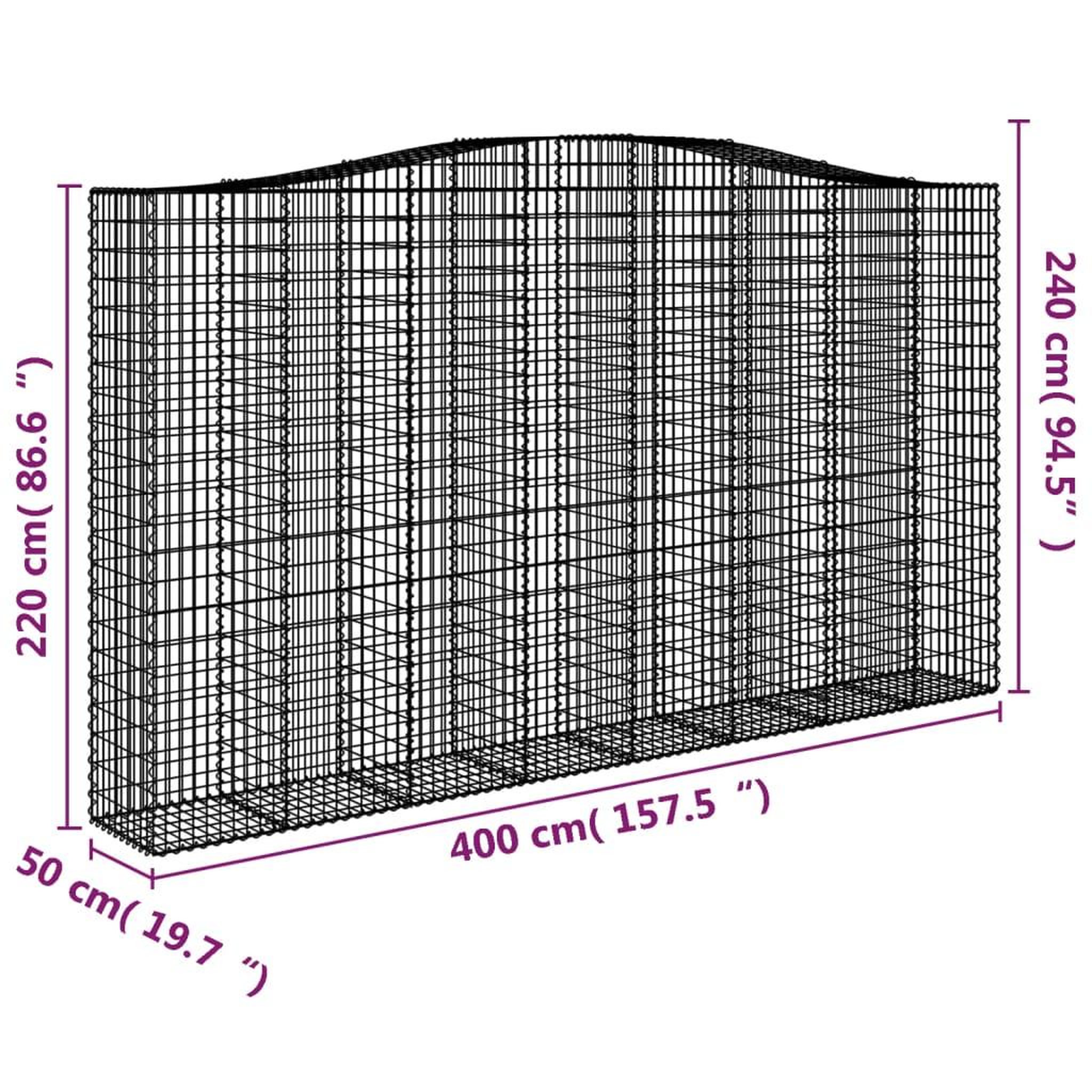 Voir la diapositive 6 : VIDAXL Paniers a gabions arques 7 pcs 400x50x220/240 cm Fer galvanise