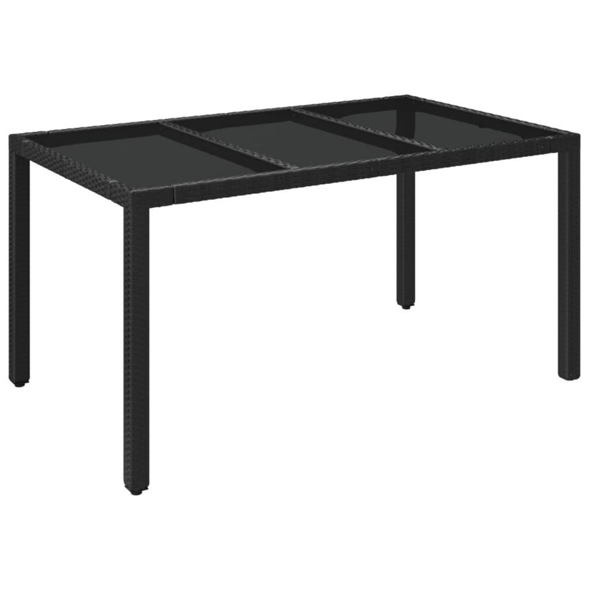 VIDAXL Table de jardin dessus en verre Noir 150x90x75cm Resine tressee