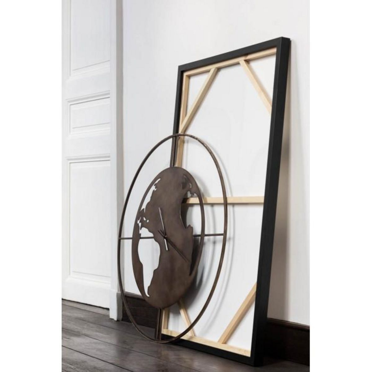 Paris Prix Horloge Murale  Carte du Monde  90cm Marron