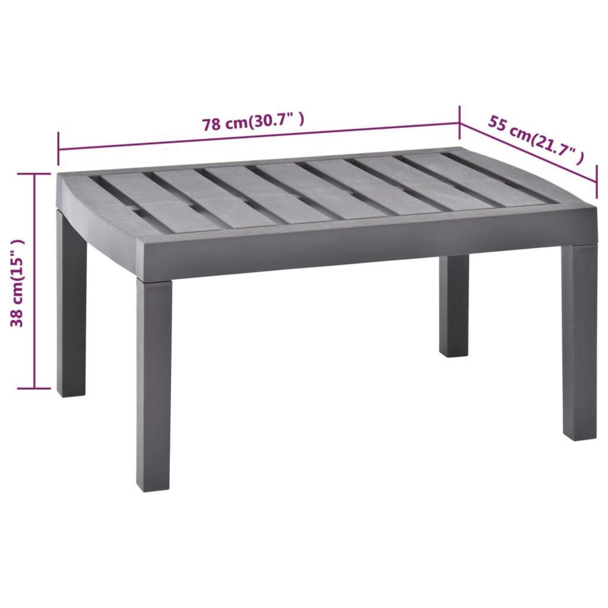 VIDAXL Table de jardin Moka 78x55x38 cm Plastique
