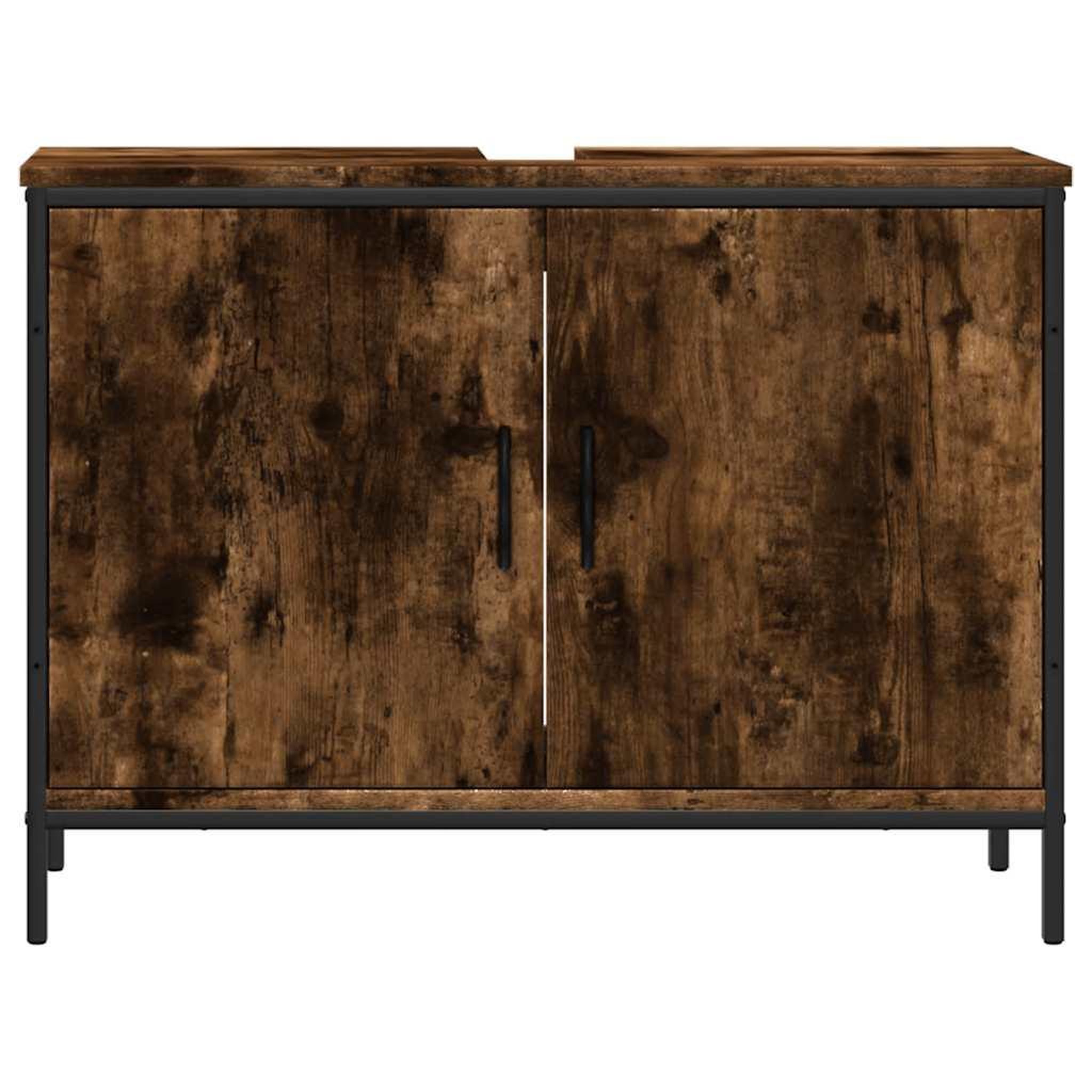 Voir la diapositive 5 : VIDAXL Armoire lavabo de salle de bain chene fume 80x30x60 cm