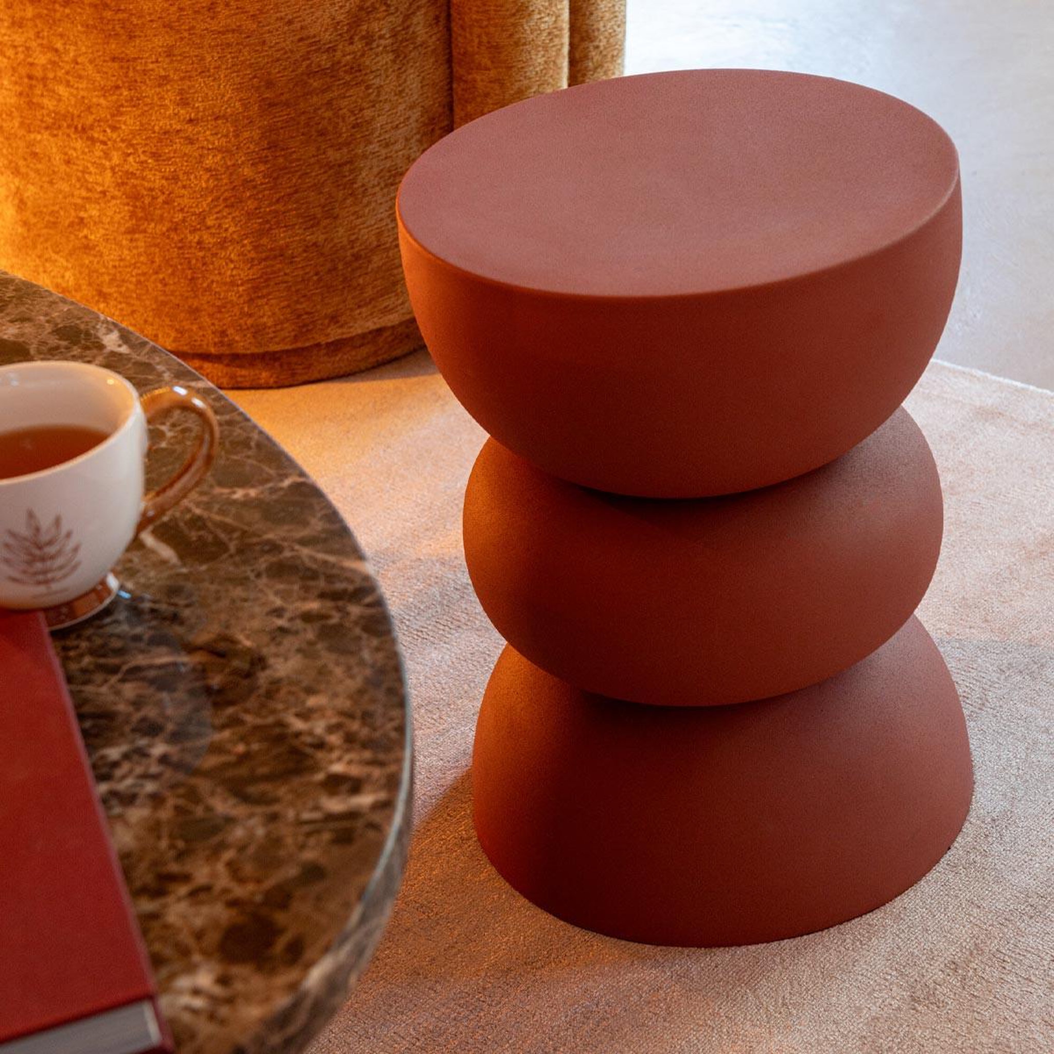 Voir la diapositive 4 : J-LINE Table d'appoint en métal  lise  43cm rouille