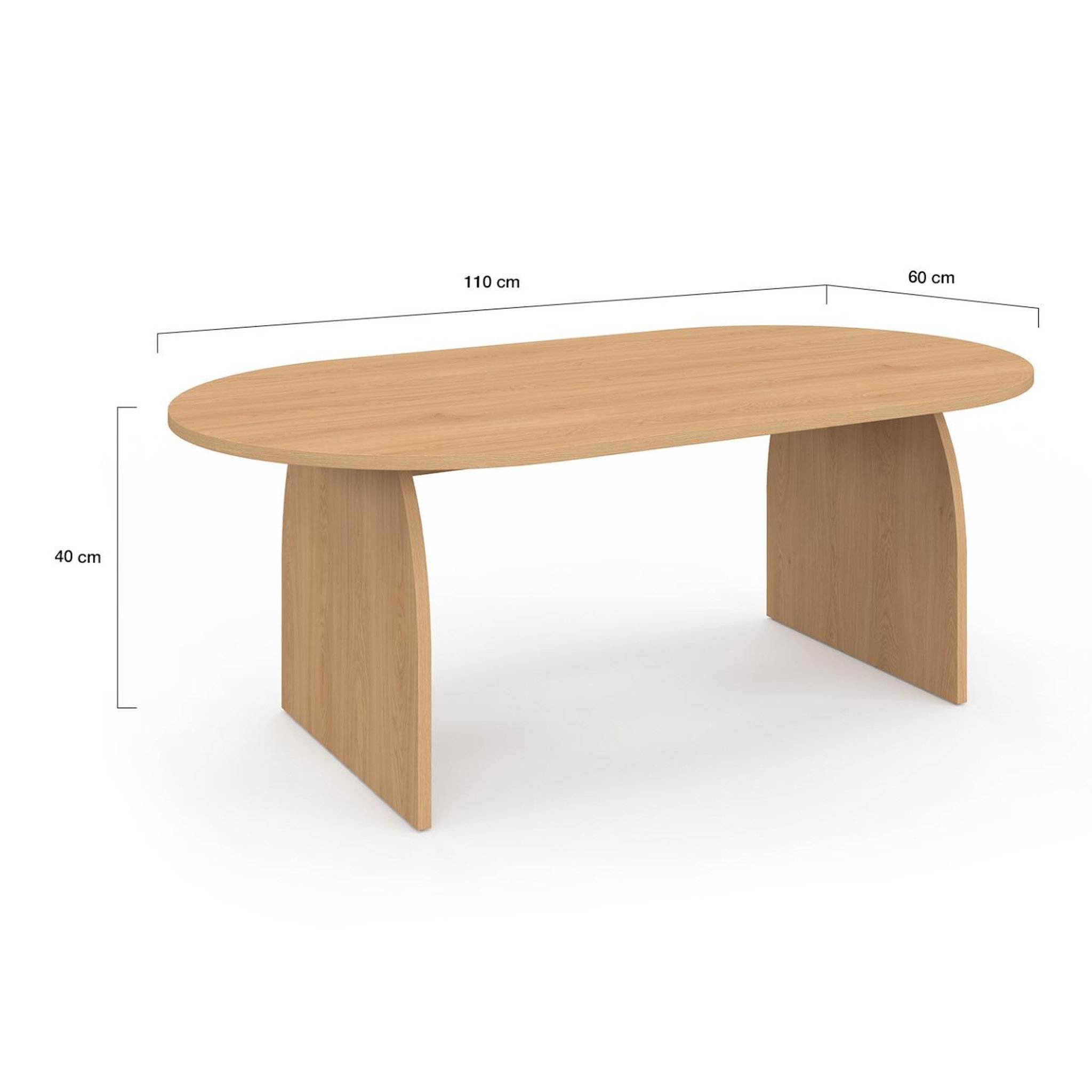 Voir la diapositive 4 : ID MARKET Table basse japandi ovale edith 110 cm bois effet hêtre