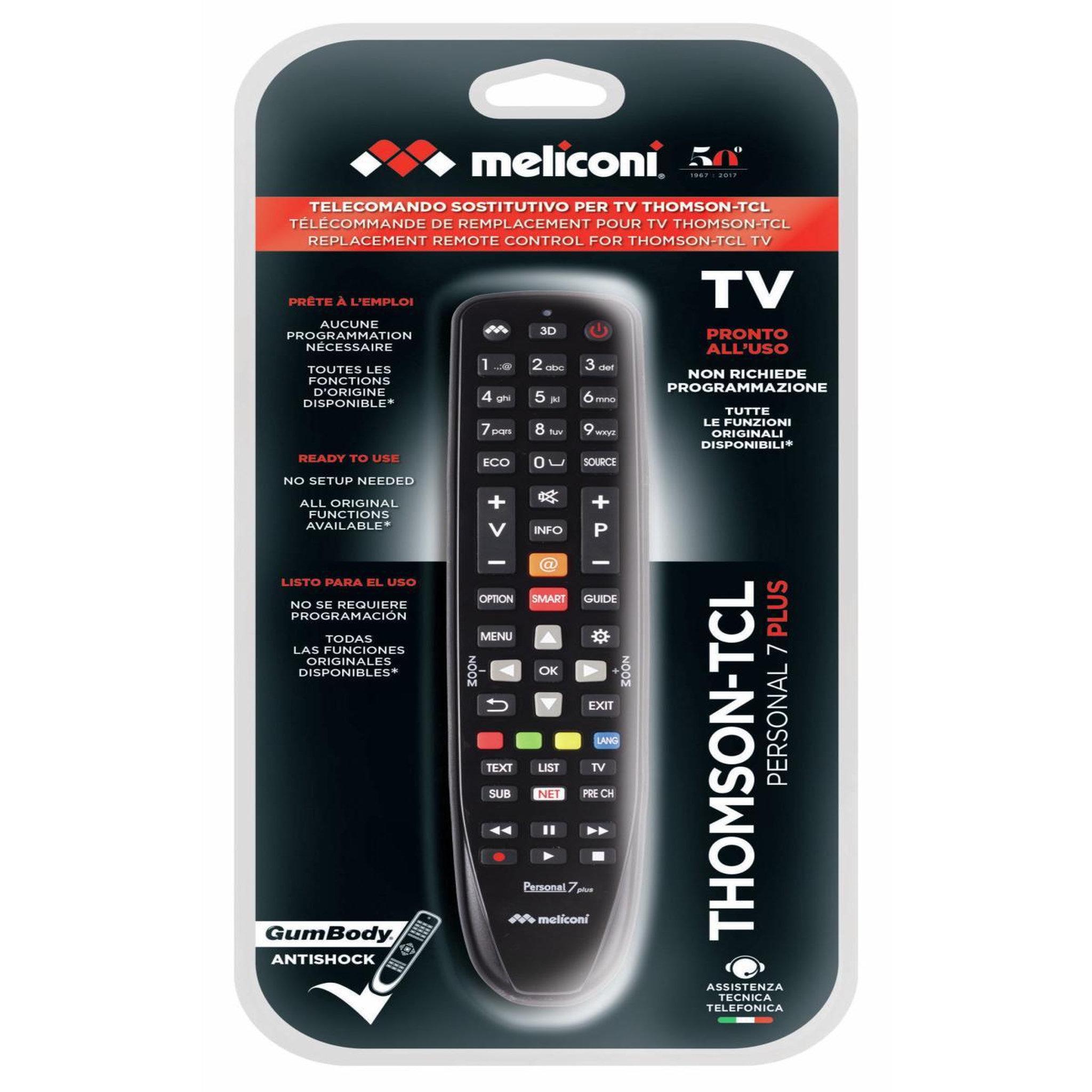 Voir la diapositive 3 : Meliconi Meliconi Gumbody Personal 7 plus télécommande IR Wireless TV Appuyez sur les boutons
