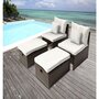 Voir la diapositive 2 : Habitat et Jardin Lot de 2 fauteuils de jardin avec repose pieds et coffre  Farel - Beige/Marron