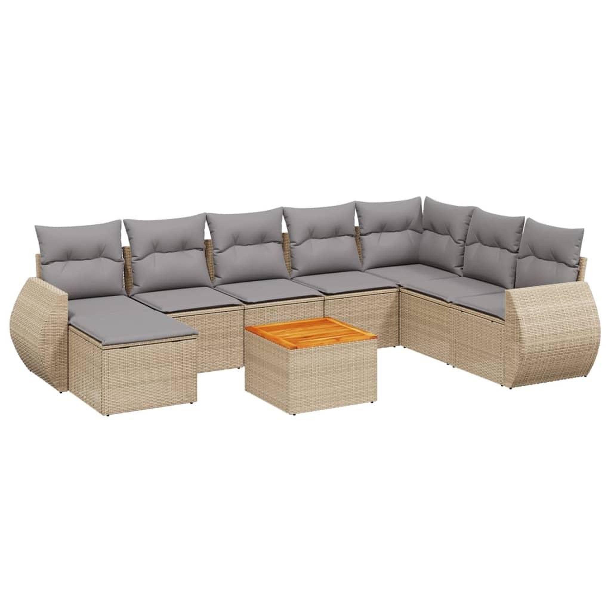 Voir la diapositive 2 : VIDAXL Salon de jardin avec coussins 9 pcs beige resine tressee