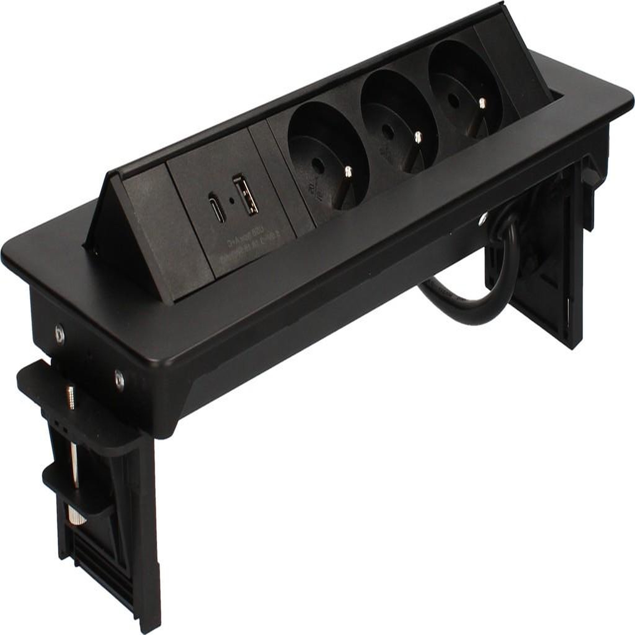 CENTRALE BRICO Bloc prises pivotant 3 Prises + ports 1 USB - 1 USB C - Noir