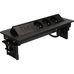 CENTRALE BRICO Bloc prises pivotant 3 Prises + ports 1 USB - 1 USB C - Noir
