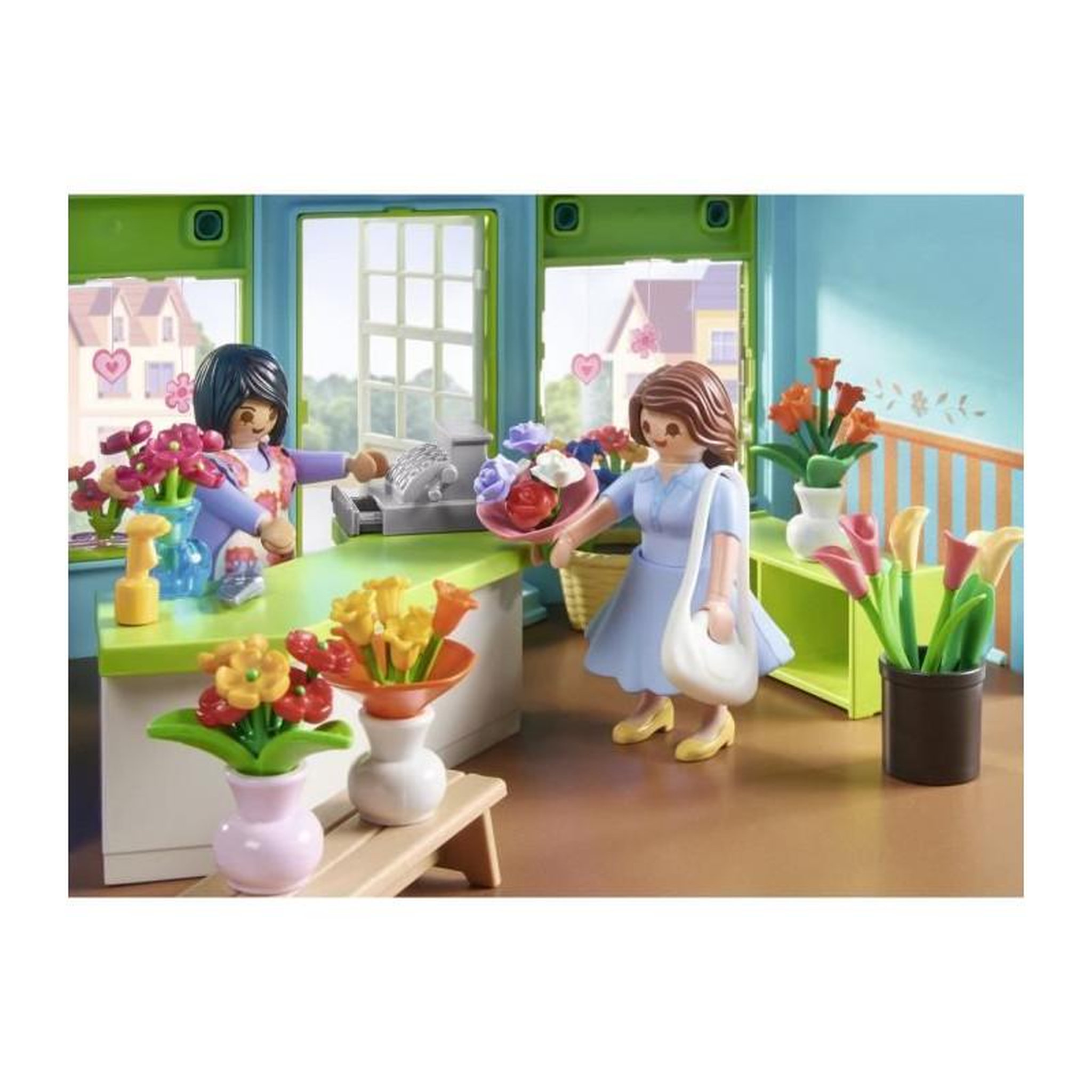 Voir la diapositive 5 : PLAYMOBIL Ensemble de jeu Playmobil Boutique de fleuriste et salon de thé Playmobil
