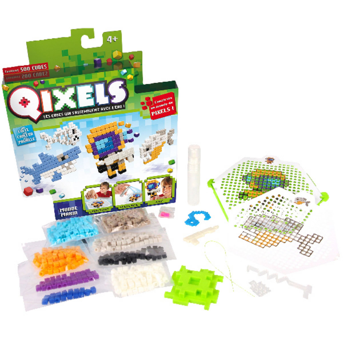 ASMODEE Qixels minikit 4 créations monde marin