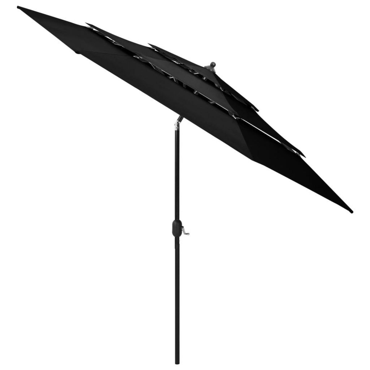 VIDAXL Parasol de jardin a 3 niveaux avec mat en aluminium noir 3 m