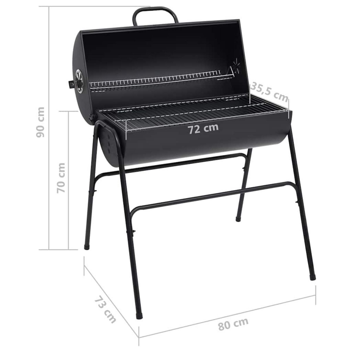 VIDAXL Gril a baril avec 2 grilles de cuisson Noir 80x95x90 cm Acier